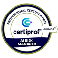 Certification badge for AI Risk Manager by certiprof on a white background