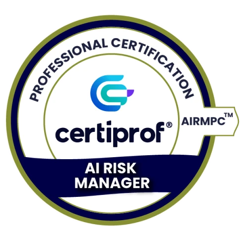 Certification badge for AI Risk Manager by certiprof on a white background