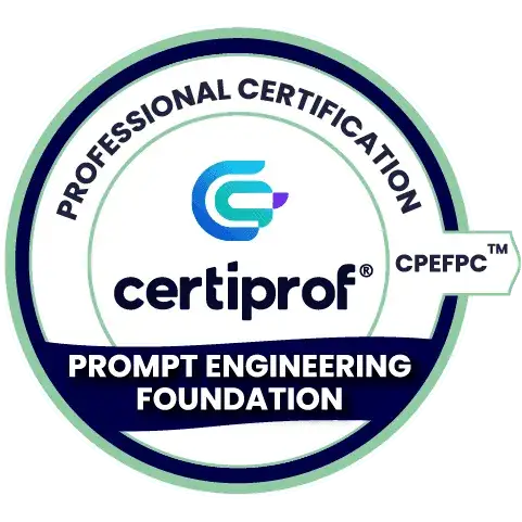 Certification badge from Certiprof for Prompt Engineering Foundation on a white background