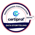 Certiprof Data Storytelling certification badge with brand logo and text on a white background